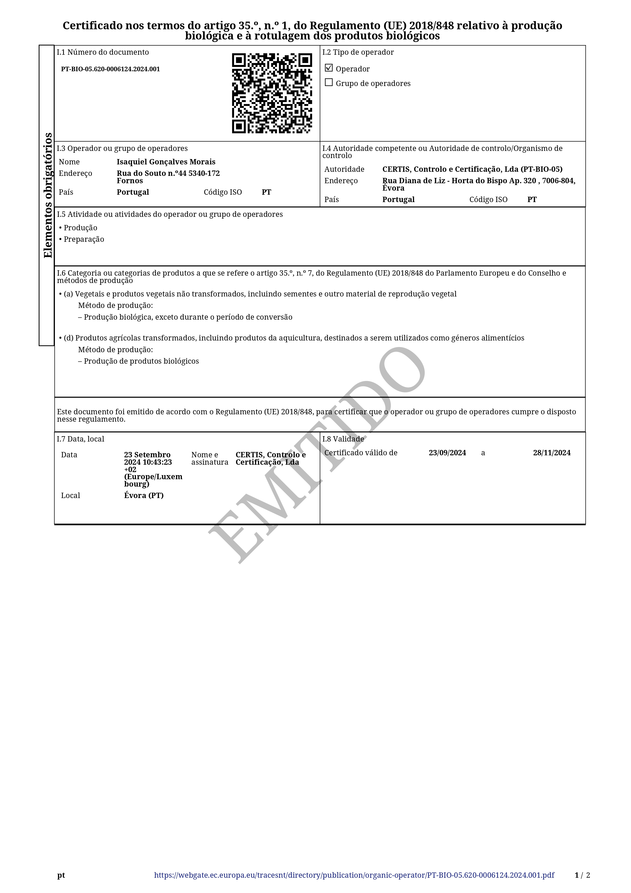 Huile d'olive extra vierge certificat
